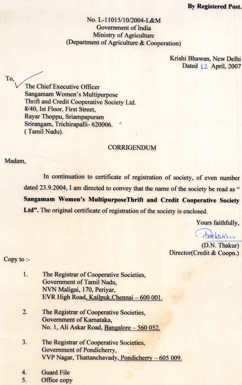 Registration Certificate 